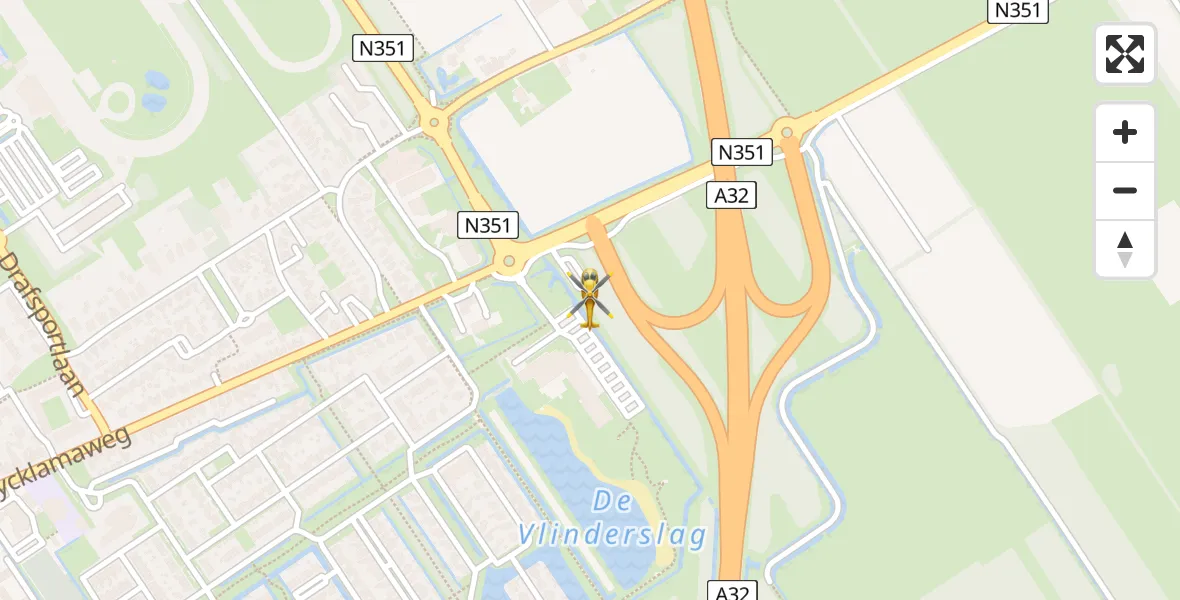 Vluchtroute Traumahelikopter van Wolvega naar Wolvega
