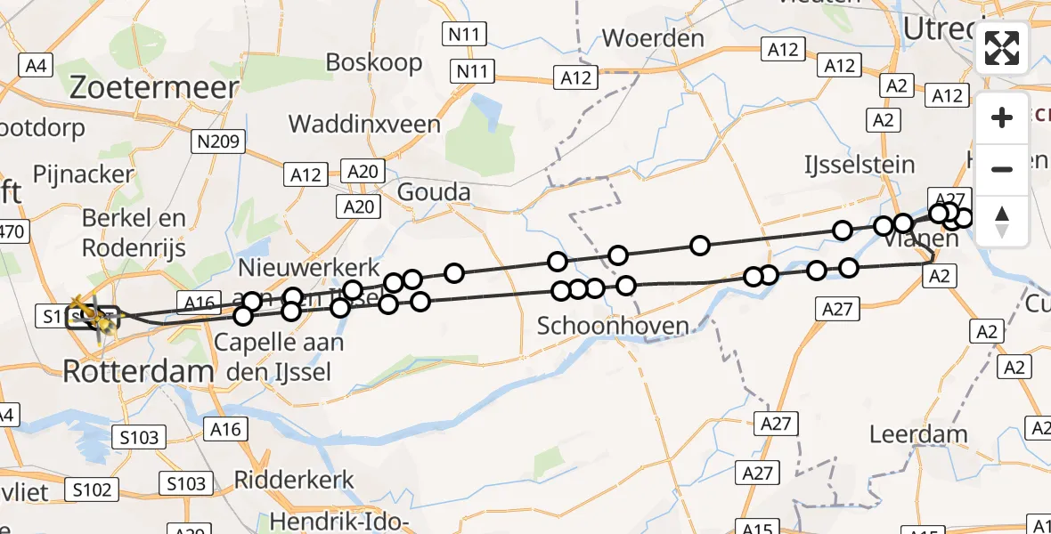 Vluchtroute Traumahelikopter Rotterdam The Hague Airport - Rotterdam The Hague Airport, 04 april 2026, 12:52