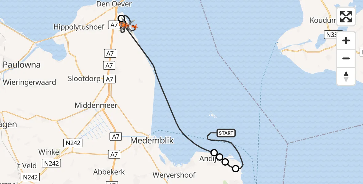 Vluchtroute Kustwachthelikopter IJsselmeer - IJsselmeer, 04 april 2026, 15:10