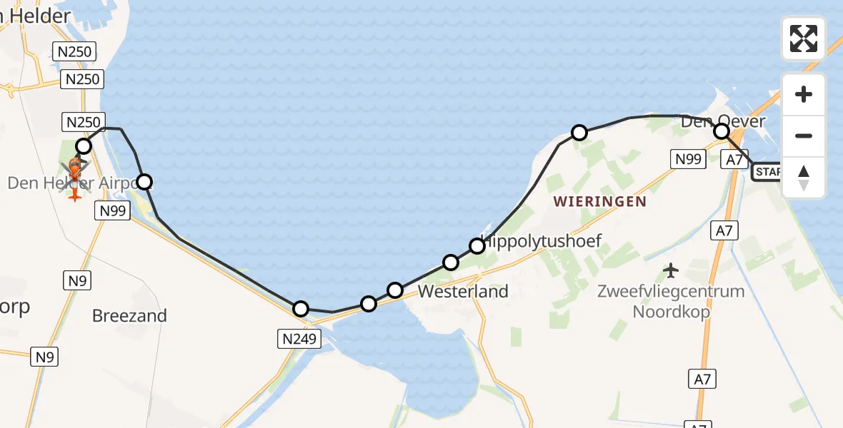 Vluchtroute Kustwachthelikopter IJsselmeer - Militair vliegveld De Kooy / Den Helder Airport, 04 april 2026, 16:08