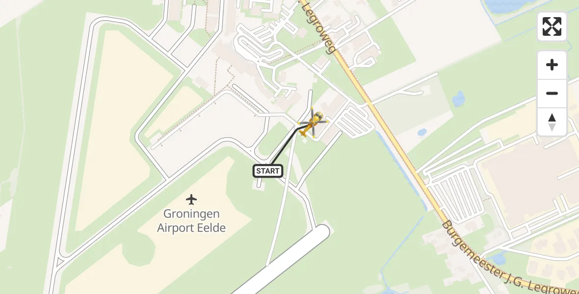 Vluchtroute Traumahelikopter Groningen Airport Eelde - Groningen Airport Eelde, 04 april 2026, 17:08