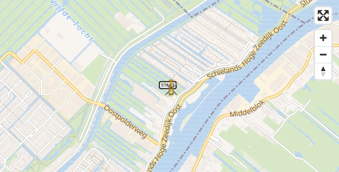 Vluchtroute Traumahelikopter van Moordrecht naar Moordrecht