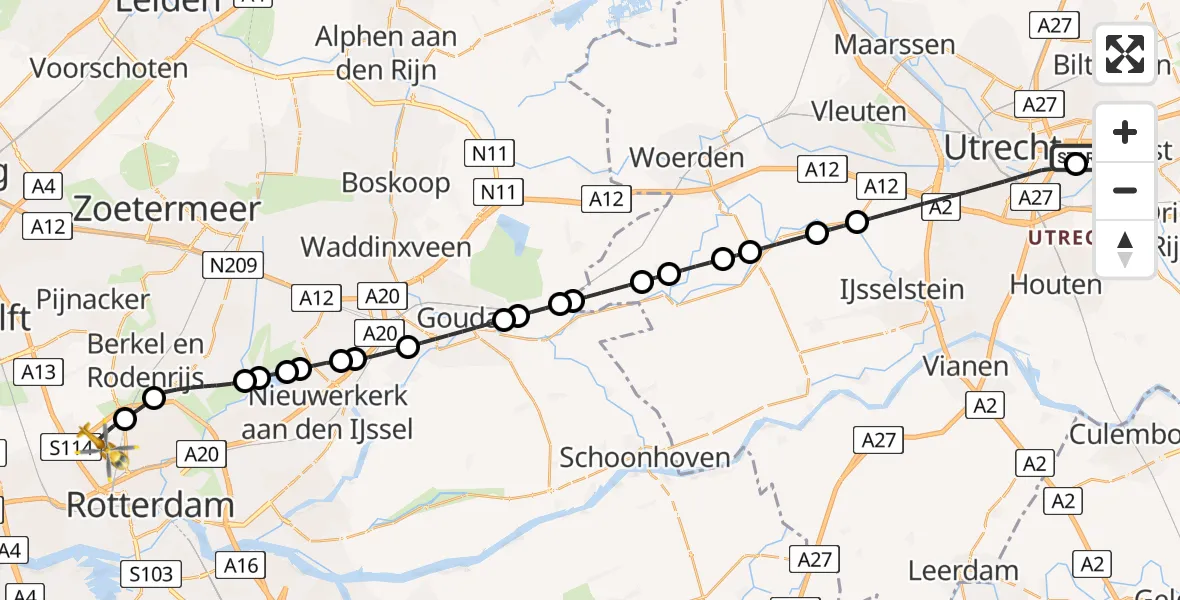 Routekaart van de vlucht: Lifeliner 2 naar Rotterdam The Hague Airport