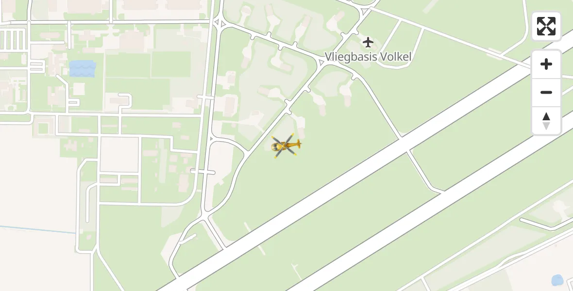 Vluchtroute Traumahelikopter van Vliegbasis Volkel naar Vliegbasis Volkel