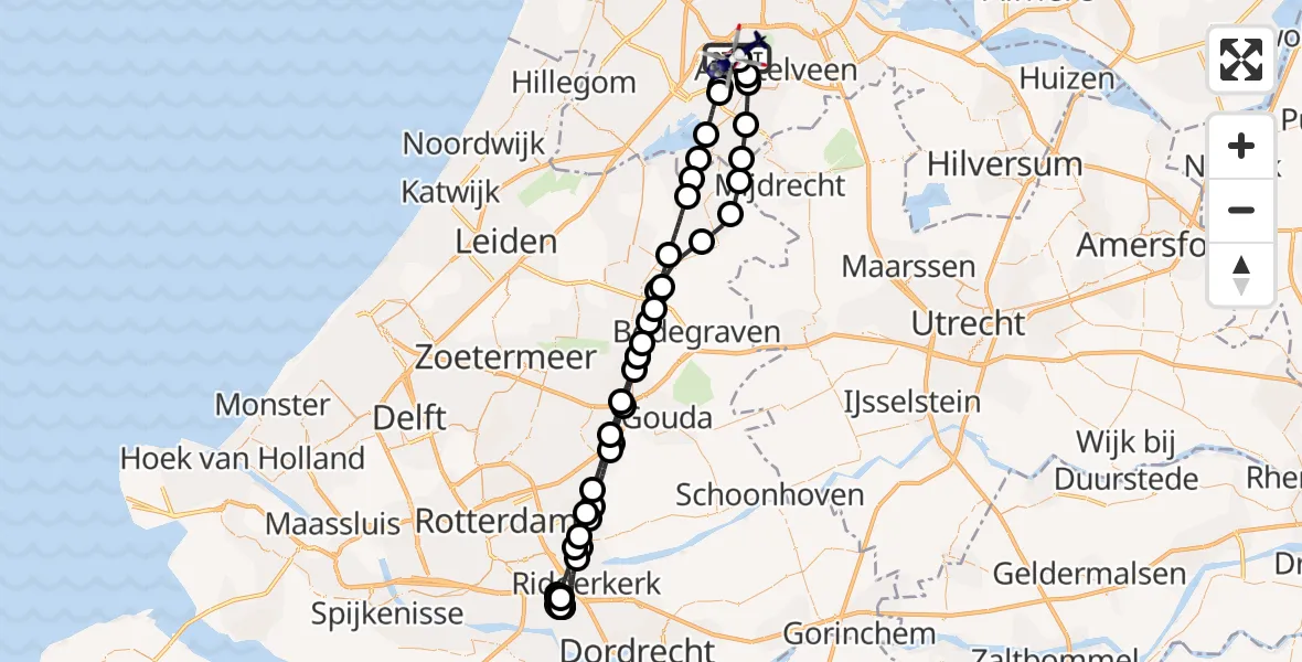 Vluchtroute Politiehelikopter van Amsterdam Vliegveld Schiphol naar Amsterdam Vliegveld Schiphol