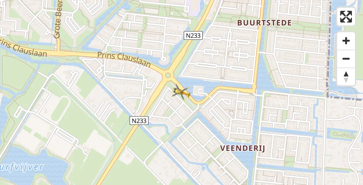 Vluchtroute Traumahelikopter van Veenendaal naar Veenendaal