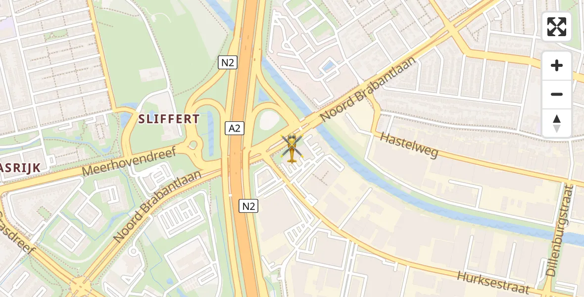 Vluchtroute Traumahelikopter van Eindhoven naar Eindhoven