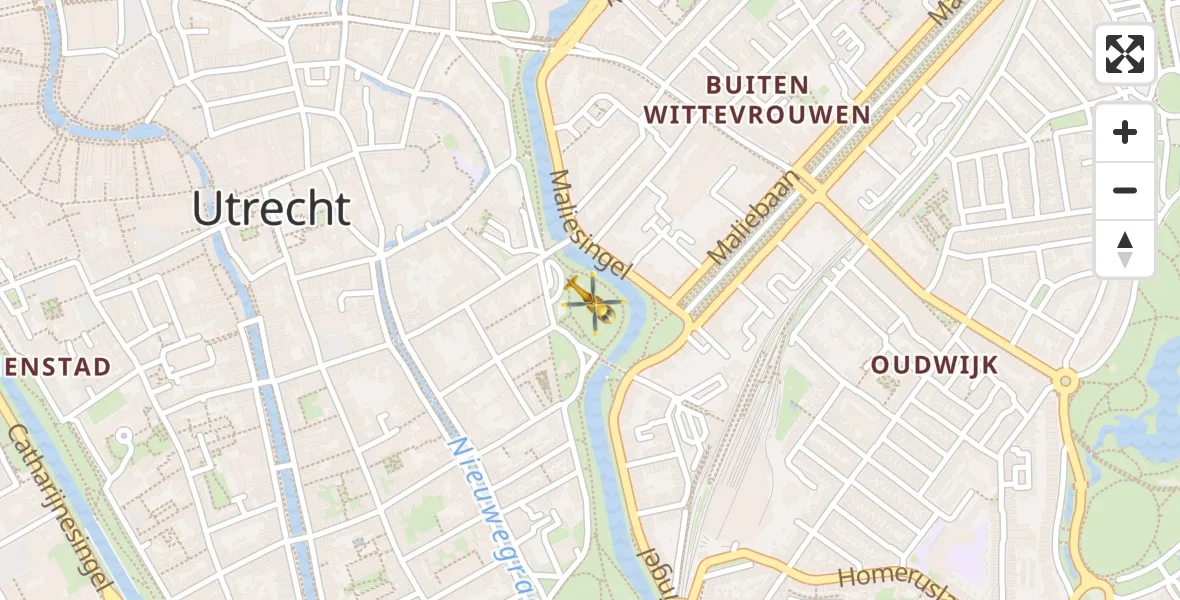 Vluchtroute Traumahelikopter van Utrecht naar Utrecht