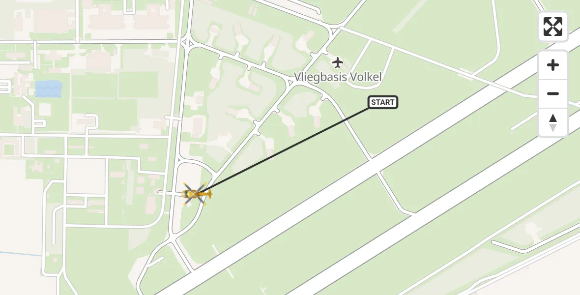 Vluchtroute Traumahelikopter van Vliegbasis Volkel naar Vliegbasis Volkel
