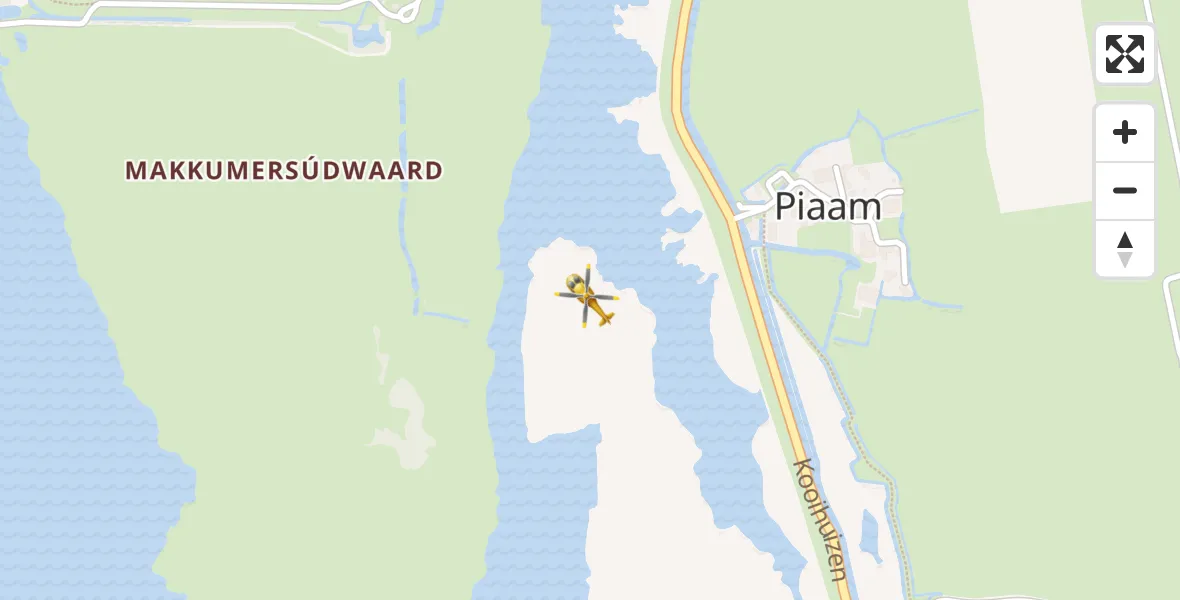 Vluchtroute Ambulancehelikopter van IJsselmeer naar IJsselmeer