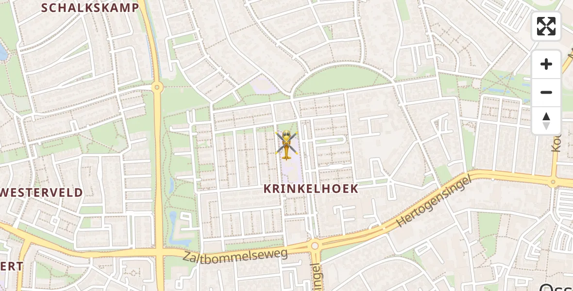 Vluchtroute Traumahelikopter van Oss naar Oss