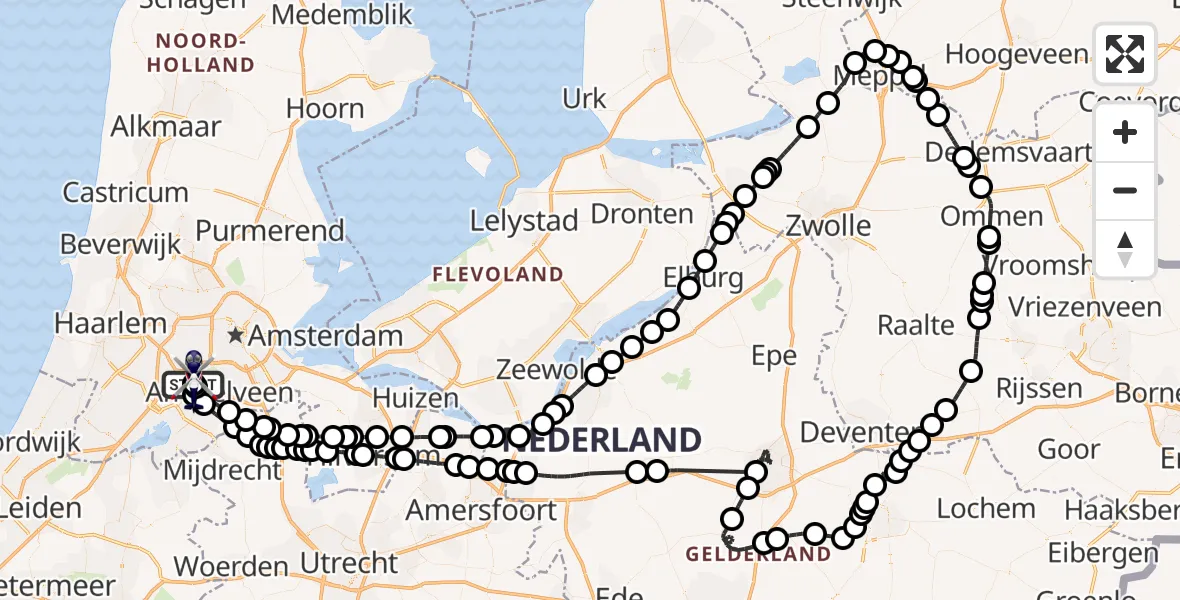 Vluchtroute Politiehelikopter Amsterdam Vliegveld Schiphol - Amsterdam Vliegveld Schiphol, 05 april 2026, 18:11