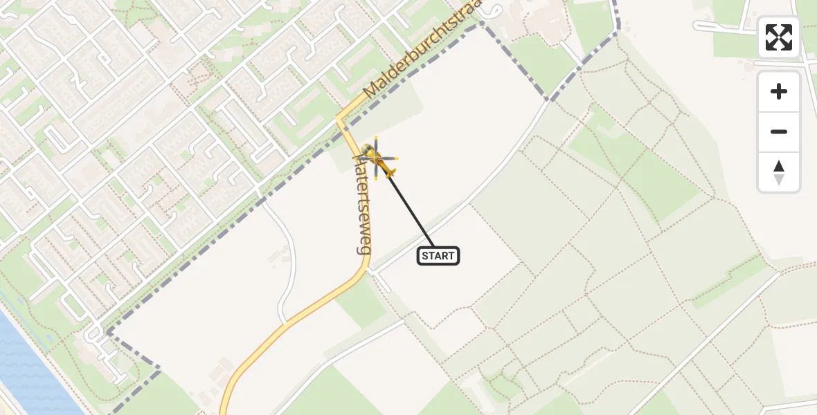 Vluchtroute Traumahelikopter van Malden naar Malden