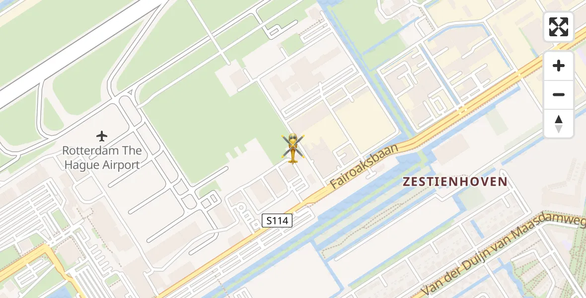 Vluchtroute Traumahelikopter van Rotterdam The Hague Airport naar Rotterdam The Hague Airport