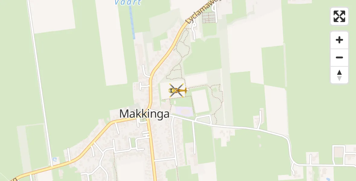 Vluchtroute Traumahelikopter van Makkinga naar Makkinga