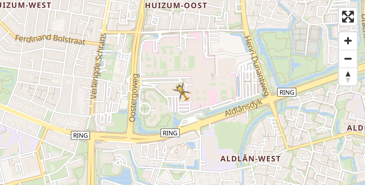 Vluchtroute Ambulancehelikopter van Leeuwarden Medical Center Heliport naar Leeuwarden Medical Center Heliport