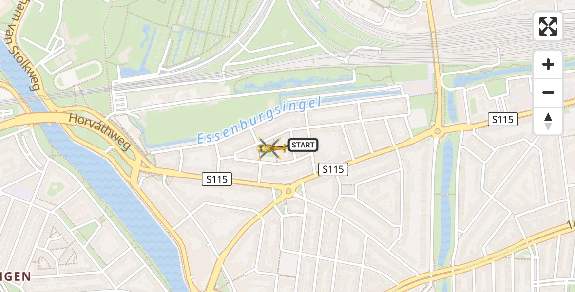 Vluchtroute Traumahelikopter van Rotterdam naar Rotterdam