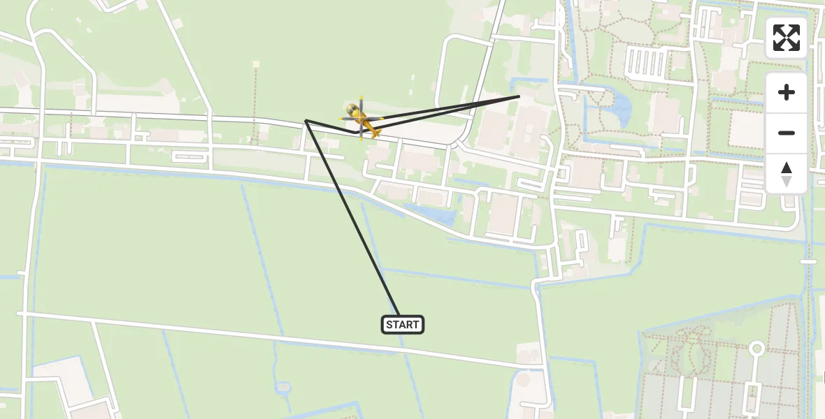 Vluchtroute Ambulancehelikopter van Vliegbasis Leeuwarden naar Vliegbasis Leeuwarden