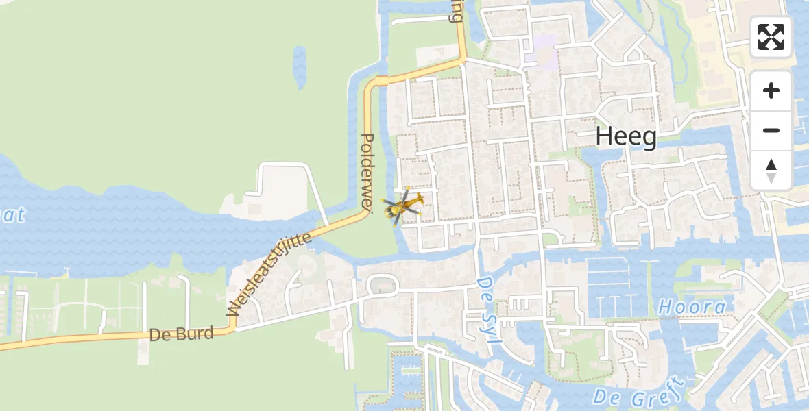 Vluchtroute Traumahelikopter van Heeg naar Heeg