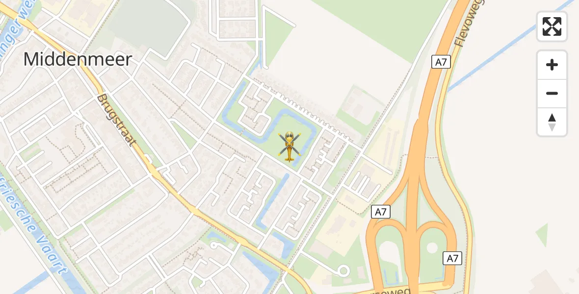 Vluchtroute Traumahelikopter van Middenmeer naar Middenmeer