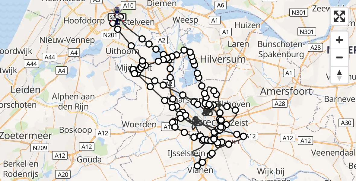 Vluchtroute Politiehelikopter Amsterdam Vliegveld Schiphol - Amsterdam Vliegveld Schiphol, 06 april 2026, 18:06