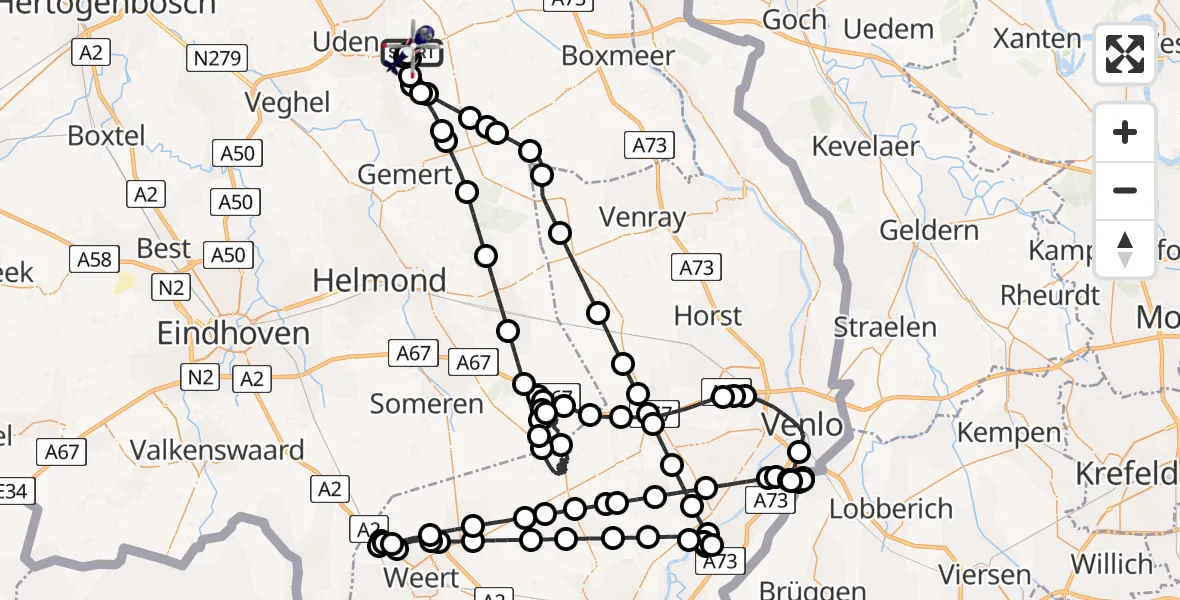 Vluchtroute Politiehelikopter Vliegbasis Volkel - Vliegbasis Volkel, 06 april 2026, 18:13
