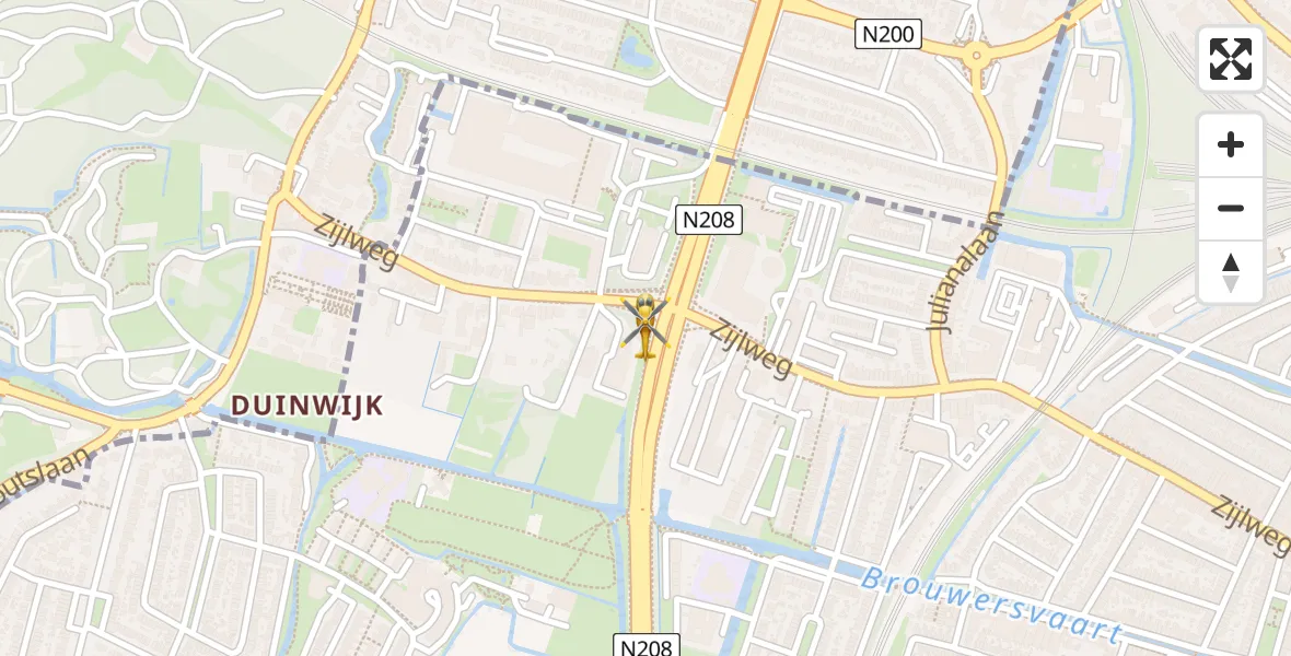 Vluchtroute Traumahelikopter van Haarlem naar Haarlem