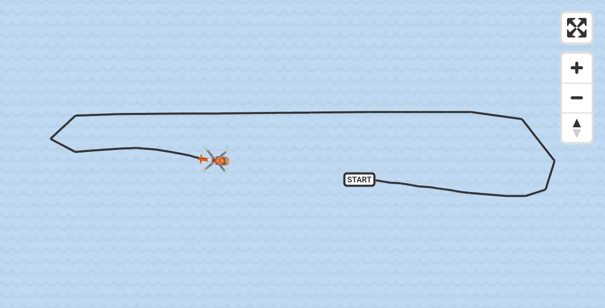 Vluchtroute Kustwachthelikopter van Noordzee naar Noordzee