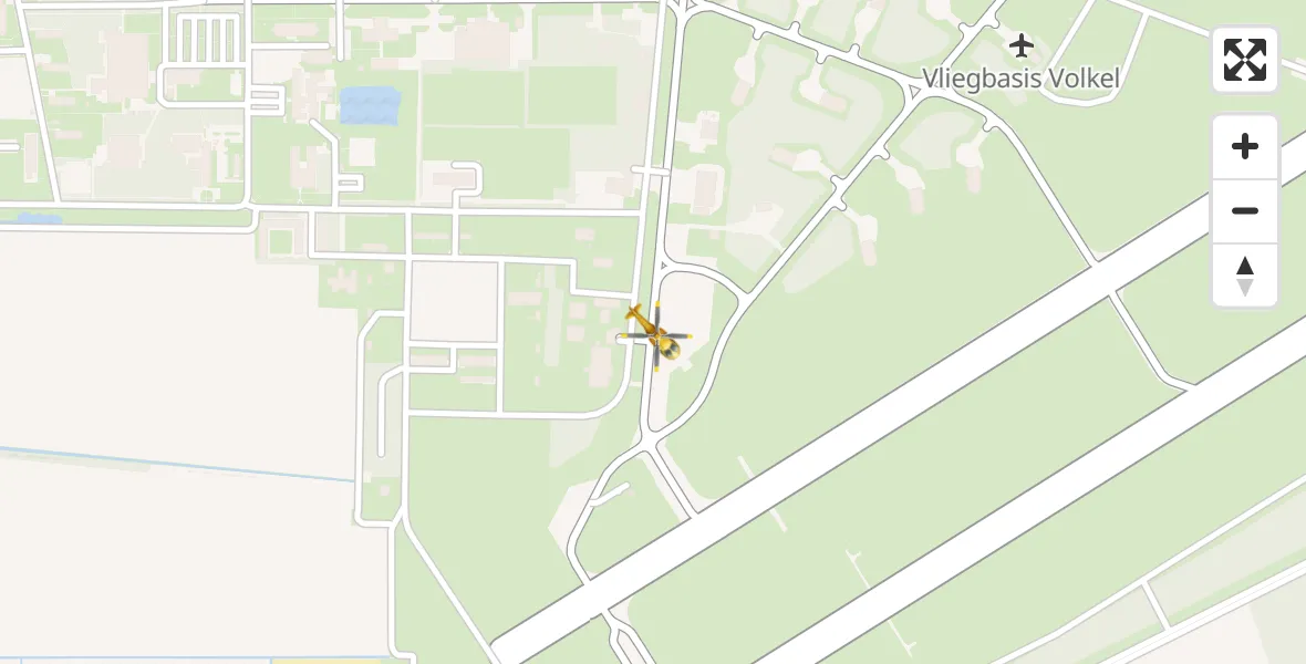 Vluchtroute Traumahelikopter van Vliegbasis Volkel naar Vliegbasis Volkel