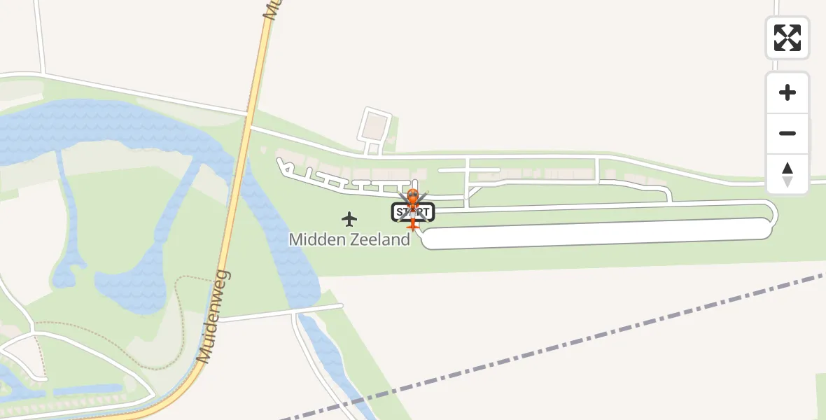 Vluchtroute Kustwachthelikopter van Vliegveld Midden-Zeeland naar Vliegveld Midden-Zeeland