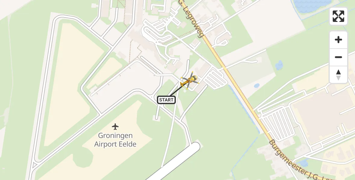 Vluchtroute Traumahelikopter Groningen Airport Eelde - Groningen Airport Eelde, 07 april 2026, 11:19