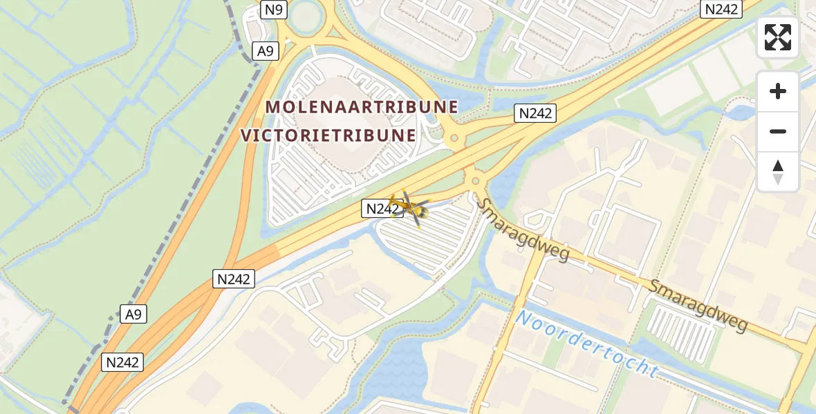 Vluchtroute Ambulancehelikopter van Alkmaar naar Alkmaar
