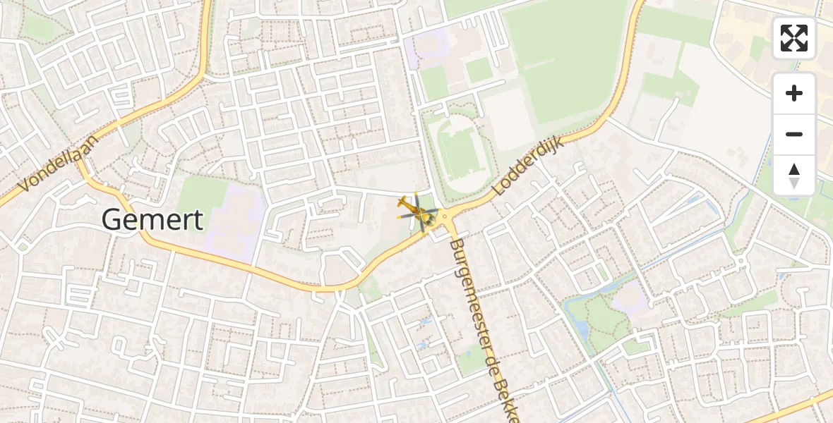 Vluchtroute Traumahelikopter van Gemert naar Gemert