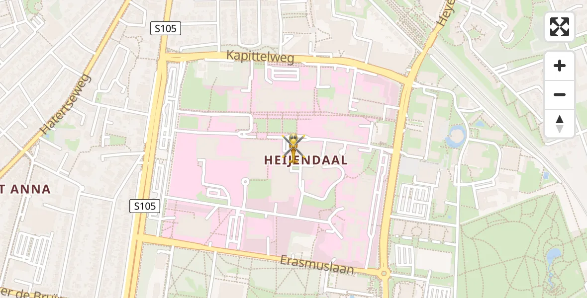 Vluchtroute Traumahelikopter van Radboud Universitair Medisch Centrum naar Radboud Universitair Medisch Centrum