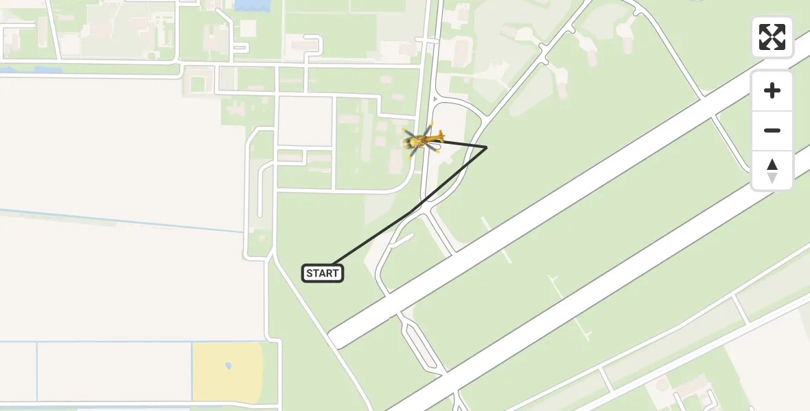 Vluchtroute Traumahelikopter van Vliegbasis Volkel naar Vliegbasis Volkel
