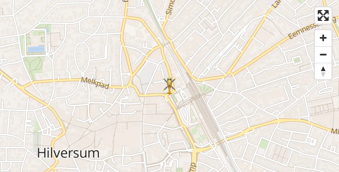 Vluchtroute Traumahelikopter van Hilversum naar Hilversum