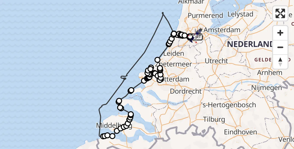 Vluchtroute Politiehelikopter Amsterdam Vliegveld Schiphol - Amsterdam Vliegveld Schiphol, 07 april 2026, 16:14