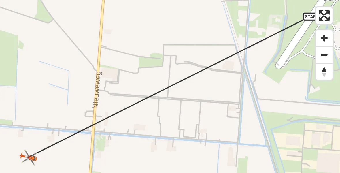 Vluchtroute Kustwachthelikopter van Militair vliegveld De Kooy / Den Helder Airport naar Julianadorp