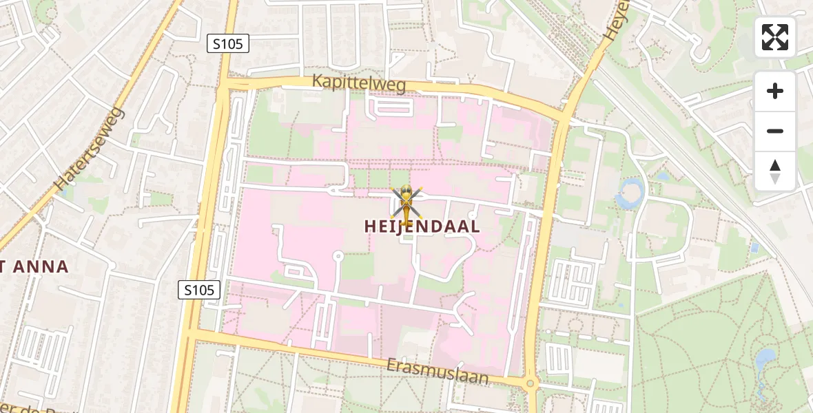 Vluchtroute Traumahelikopter van Radboud Universitair Medisch Centrum naar Radboud Universitair Medisch Centrum