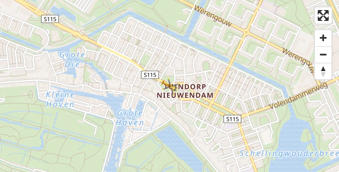 Vluchtroute Traumahelikopter van Amsterdam naar Amsterdam