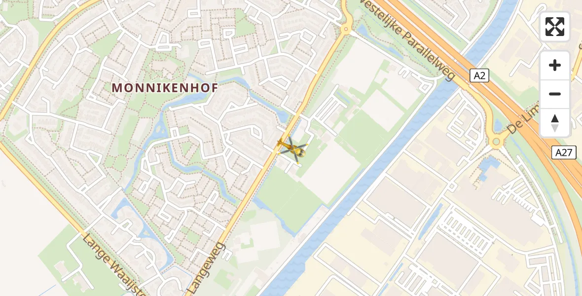 Vluchtroute Traumahelikopter van Vianen naar Vianen