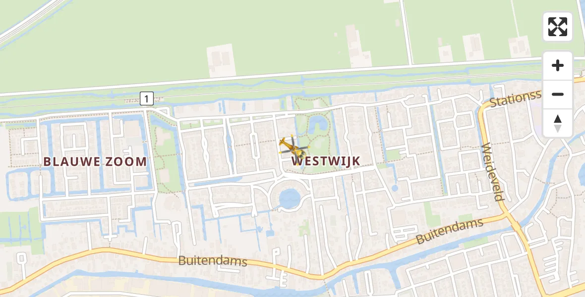 Vluchtroute Traumahelikopter van Hardinxveld-Giessendam naar Hardinxveld-Giessendam