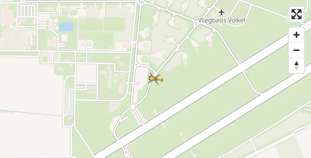 Vluchtroute Traumahelikopter van Vliegbasis Volkel naar Vliegbasis Volkel