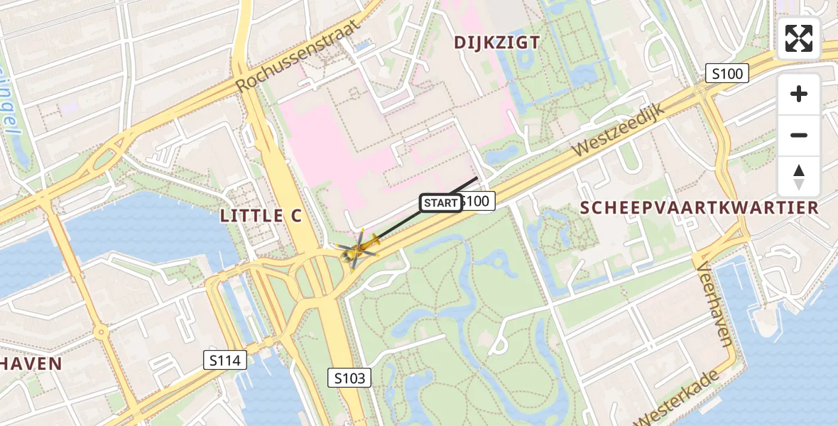 Vluchtroute Traumahelikopter van Erasmus MC naar Erasmus MC