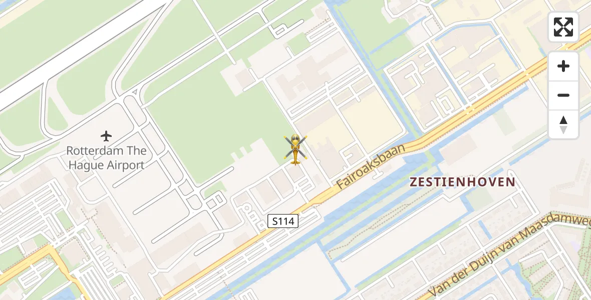 Vluchtroute Traumahelikopter van Rotterdam The Hague Airport naar Rotterdam The Hague Airport