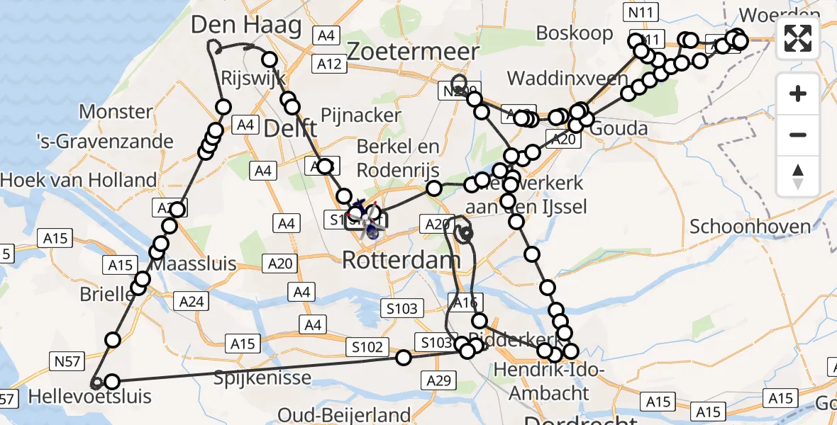 Vluchtroute Politiehelikopter Rotterdam The Hague Airport - Rotterdam The Hague Airport, 08 april 2026, 13:49