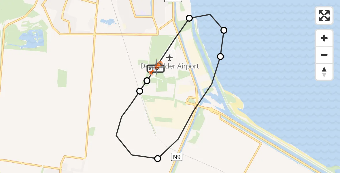 Vluchtroute Kustwachthelikopter van Militair vliegveld De Kooy / Den Helder Airport naar Militair vliegveld De Kooy / Den Helder Airport