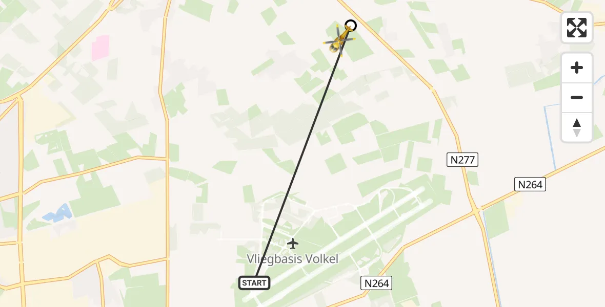 Vluchtroute Traumahelikopter van Vliegbasis Volkel naar Zeeland