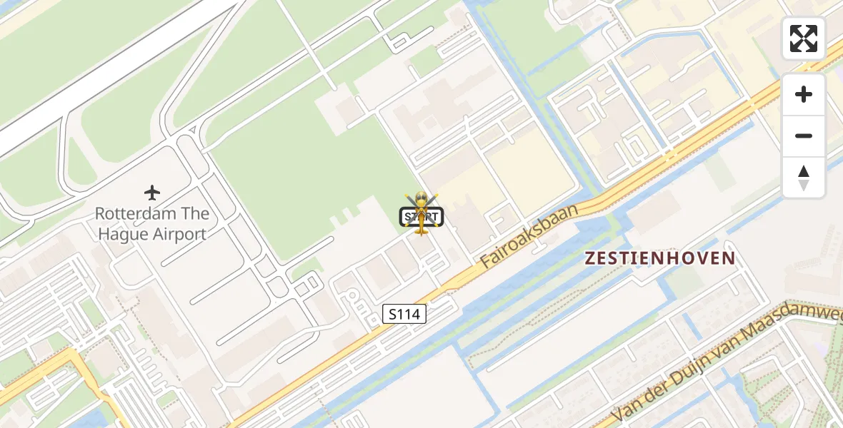 Vluchtroute Traumahelikopter van Rotterdam The Hague Airport naar Rotterdam The Hague Airport