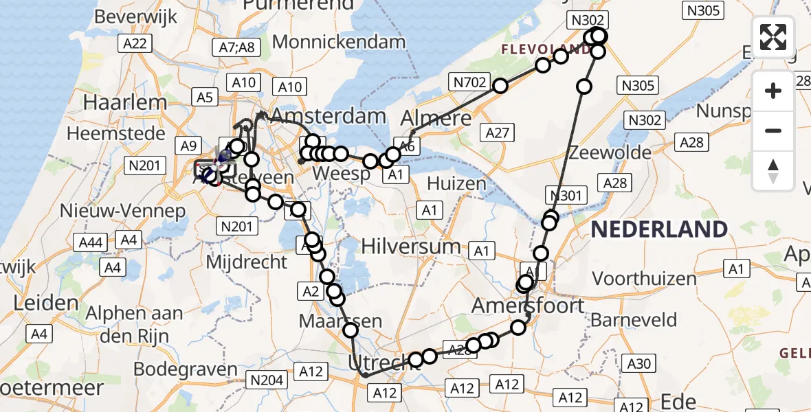 Vluchtroute Politiehelikopter Amsterdam Vliegveld Schiphol - Amsterdam Vliegveld Schiphol, 08 april 2026, 18:27